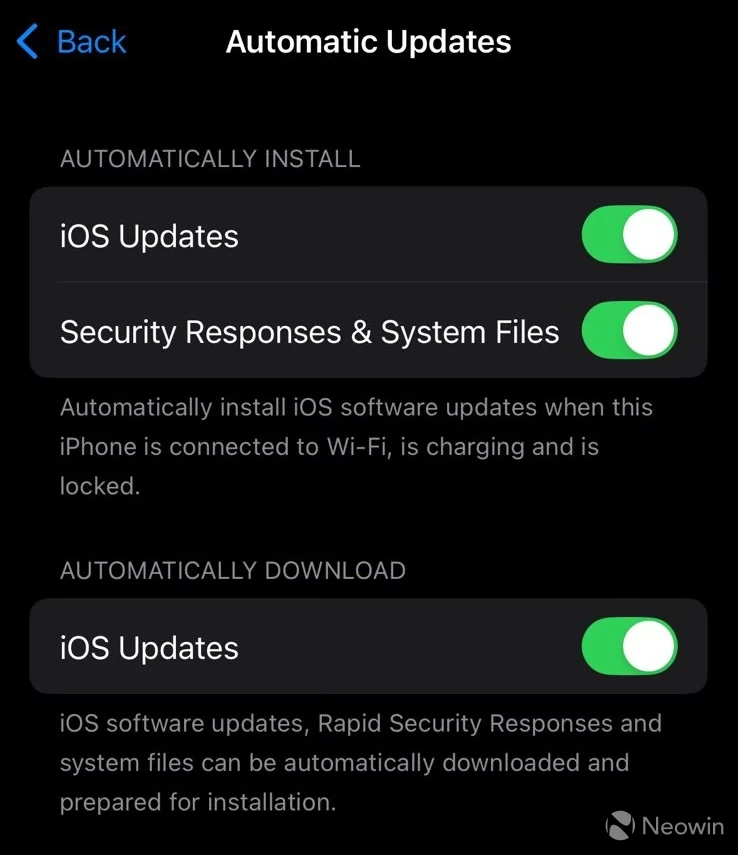انتخاب روش نصب سیستم‌عامل iOS 26