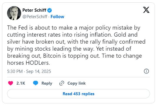 پیتر شیف اعتقاد دارد که وقت خروج از بیت کوین فرا رسیده است