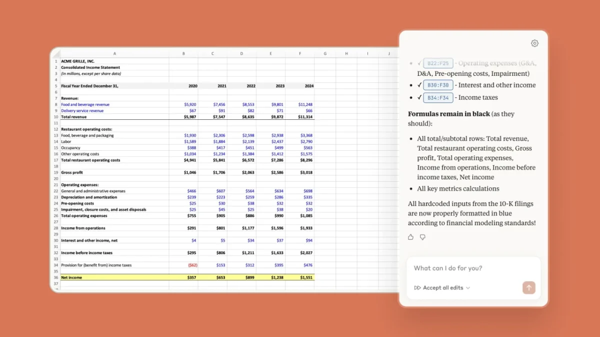 Anthropic Claude Excel add-in