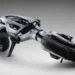: موتورسیکلت Yamaha MOTOROiD:Λ در حالت خوابیده روی زمین، آماده برای ایستادن خودکار بدون دخالت انسان.