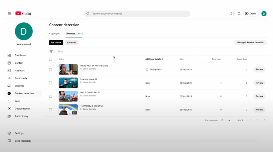 YouTube’s likeness detection technology
