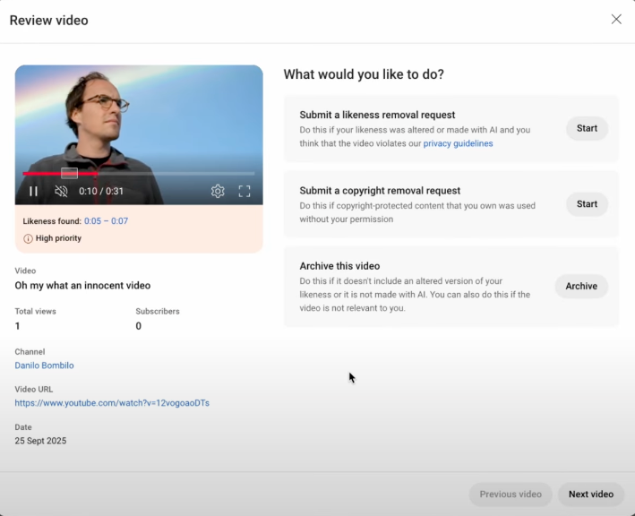 YouTube’s likeness detection technology