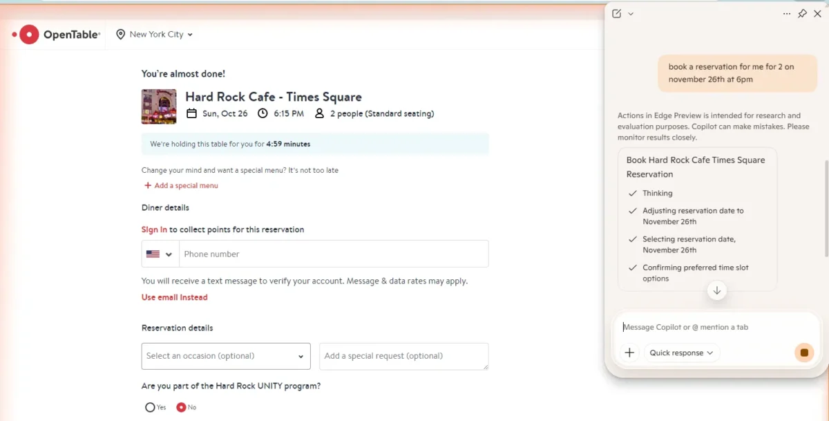 Microsoft Edge’s new Copilot Mode