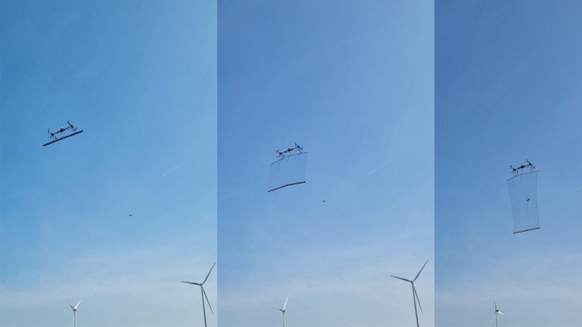 سه مرحله شکار پهپادهای متجاوز با تور تلسکوپی توسط پهپاد رهگیر آلمانی