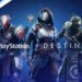 پوستر تبلیغاتی بازی Destiny 2 که سه نگهبان (Guardians) زره‌پوش را در مرکز نشان می‌دهد، همراه با لوگوی PlayStation و متن "PlayStation x Destiny 2".