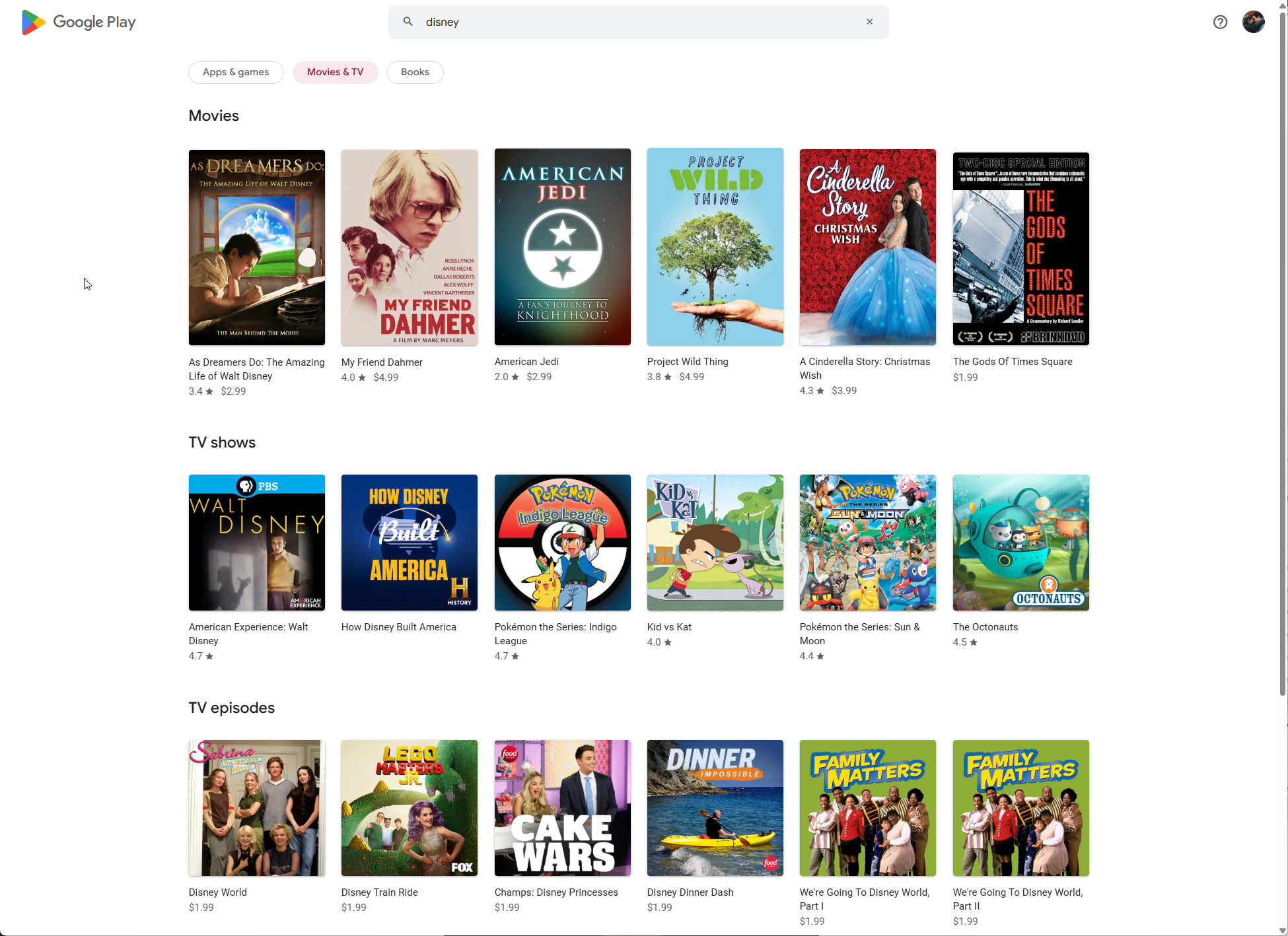 فیلم‌های دیزنی از گوگل تی‌وی، یوتیوب و پلی حذف شد