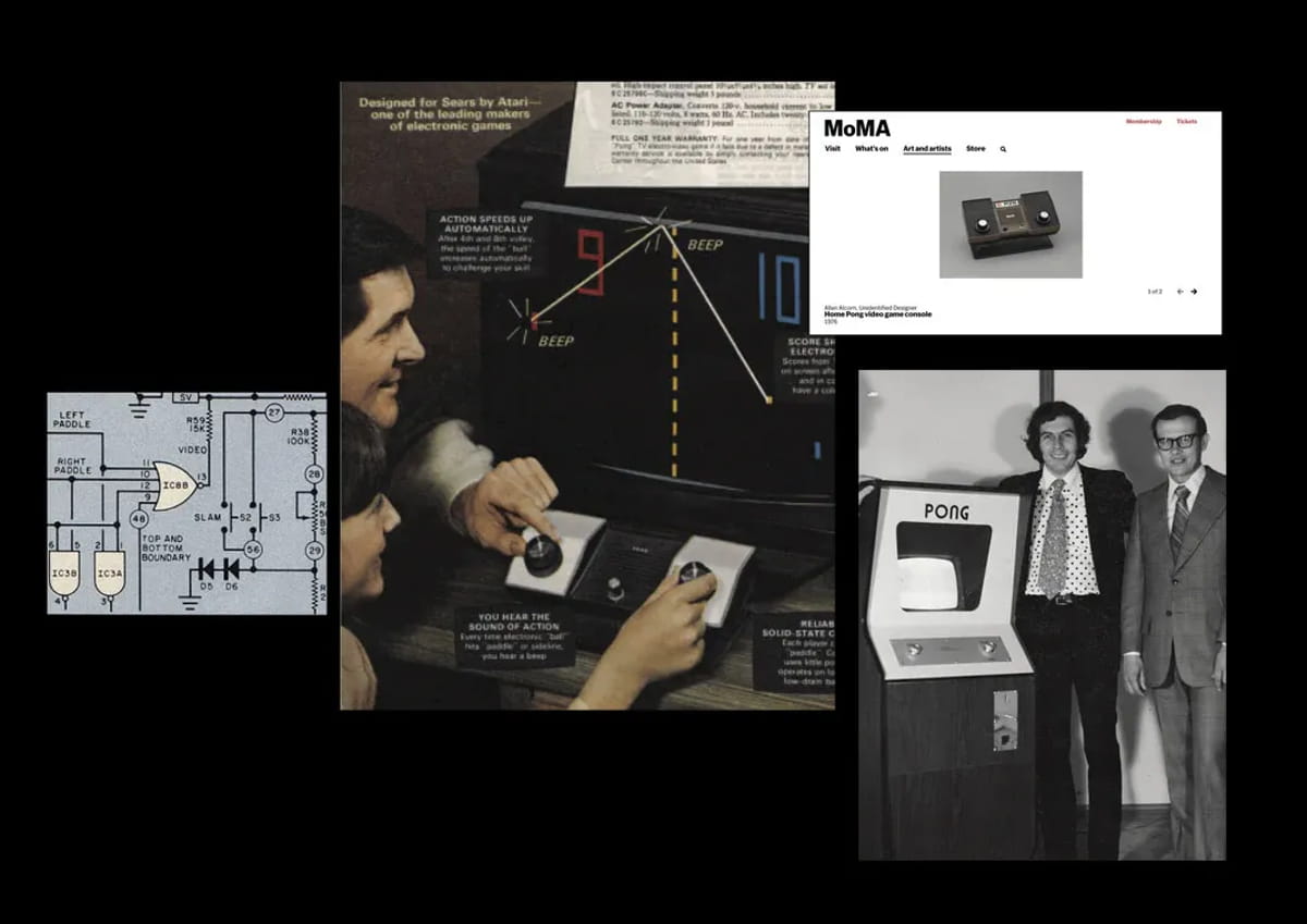 چند تصویر از میراث بازی پونگ: سازندههای بازی، پوستر تبلیغاتی و نقشه قطعات ماشین آرکید بازی