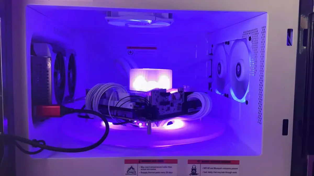 Microwave repurposed into slick custom All-in-One PC