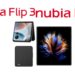 رندر گوشی‌های تاشوی Nubia Flip 3 (تاشوی عمودی) و Nubia Fold (تاشوی کتابی) که طرح‌های مختلف و ماژول‌های دوربین پشتی آن‌ها دیده می‌شود.