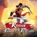 طرحی از شخصیت اصلی "The Rogue Prince of Persia" با شمشیر، لباس زره‌پوش و رگه‌های خون روی بازو، در برابر پس‌زمینه‌ای با غروب خورشید و خرابه شهر.