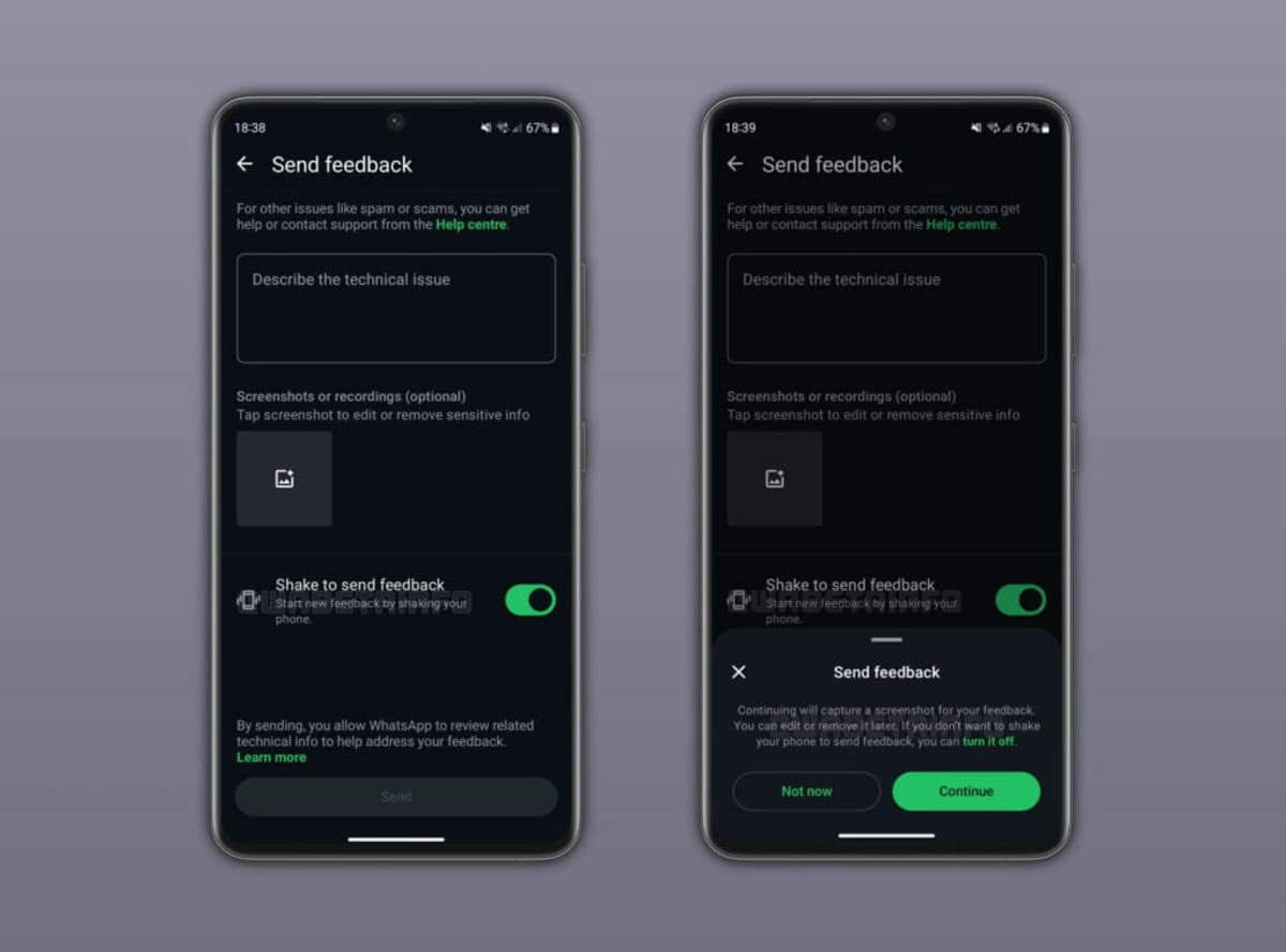 آموزش تصویری نحوه باز کردن قابلیت لرزش گوشی برای گزارش خطا در واتساپ