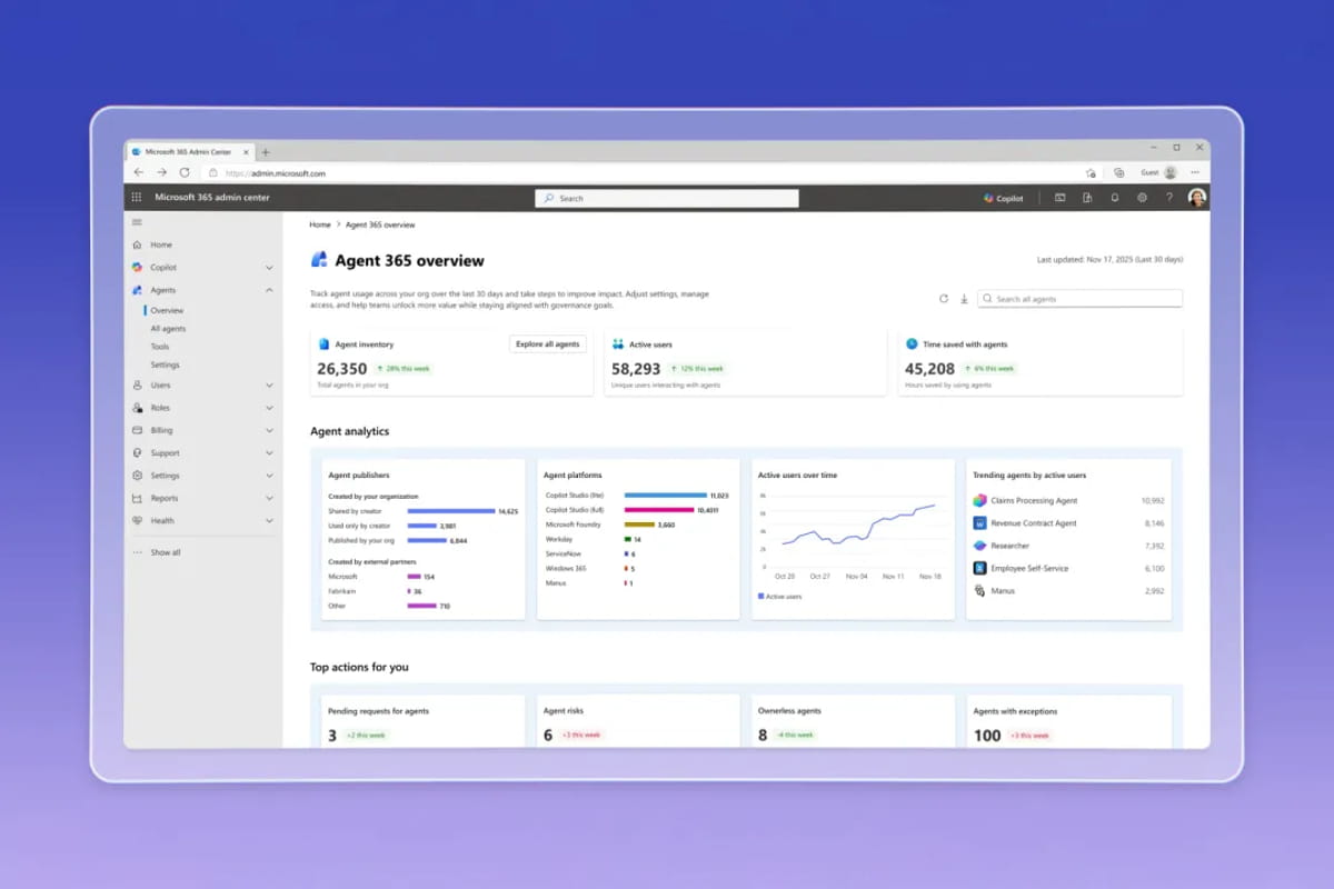 تصویری از پنل برنامه ایجنت ۳۶۵ مایکروسافت