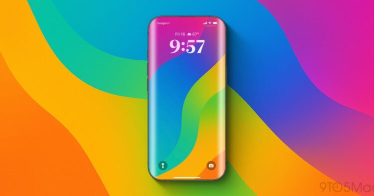 نمای کامل و روبرو از یک آیفون با صفحه نمایش تمام‌صفحه بدون بریدگی یا حفره‌ای برای دوربین سلفی