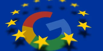 لوگوی گوگل در زمینه نماد اتحادیه اروپا