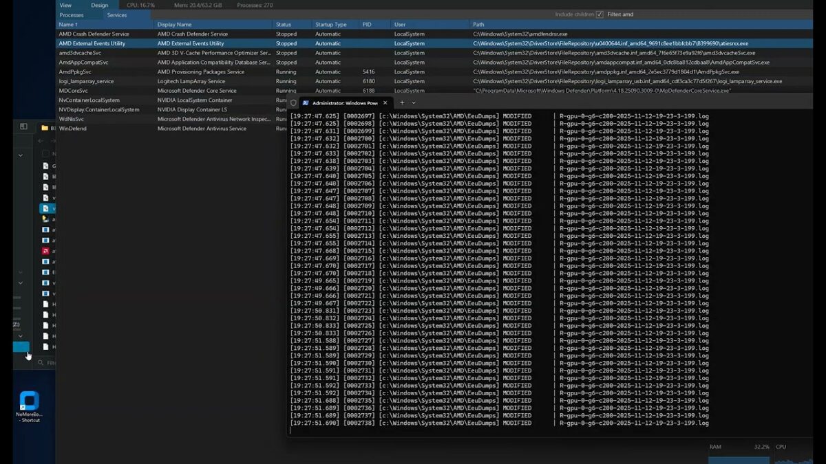 لاگ‌های C:\Windows\System32\AMD\EEUDumps