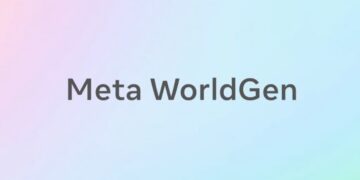 لوگوی Meta WorldGen به رنگ خاکستری تیره بر روی یک پس‌زمینه گرادیانتی روشن و پاستلی.