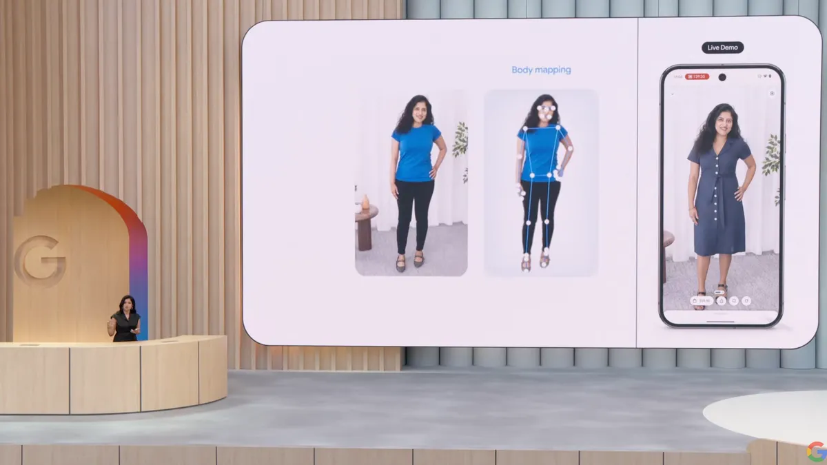 بخشی از ارائه Shopping Graph در بستر هوش مصنوعی گوگل که ویژگیهای تشخیصی آن را به نمایش میگذارد