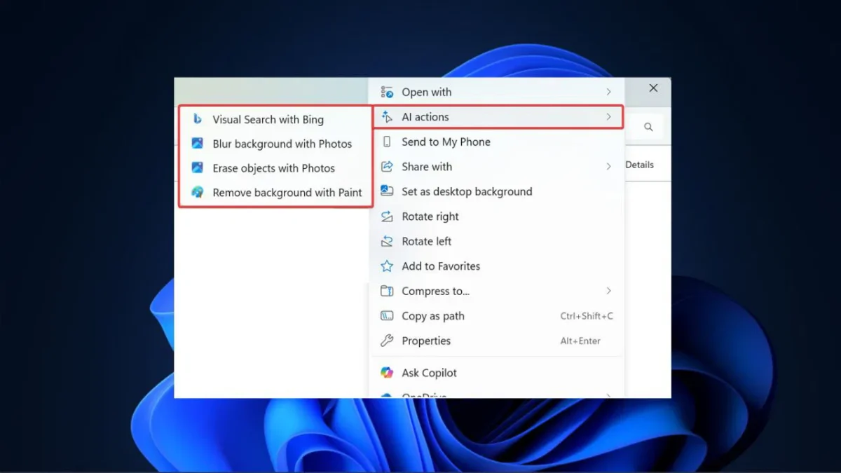 قابلیت AI Actions ویندوز 11 اختیاری می شود