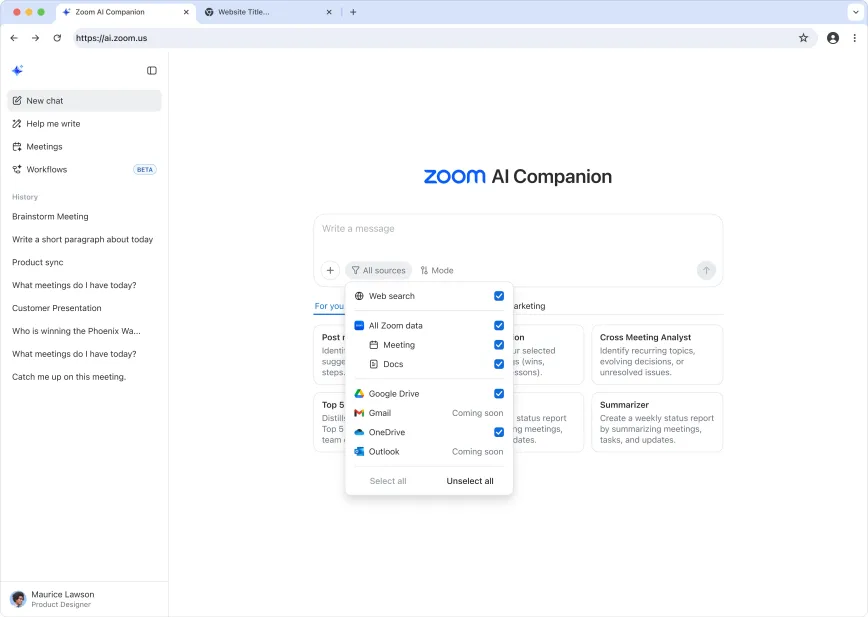 زوم با انتشار AI Companion 3.0 برای پلتفرم وب
