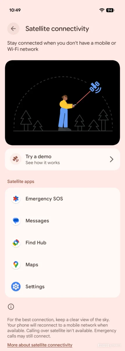 ارتباط پایدار حتی فراتر از پوشش زمینی با اتصال ماهوارهای در اندروید