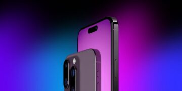 تصویر تبلیغاتی از نمای جلو و پشت آیفون ۱۸ با تمرکز بر لنزهای دوربین و جزیره پویا (Dynamic Island).