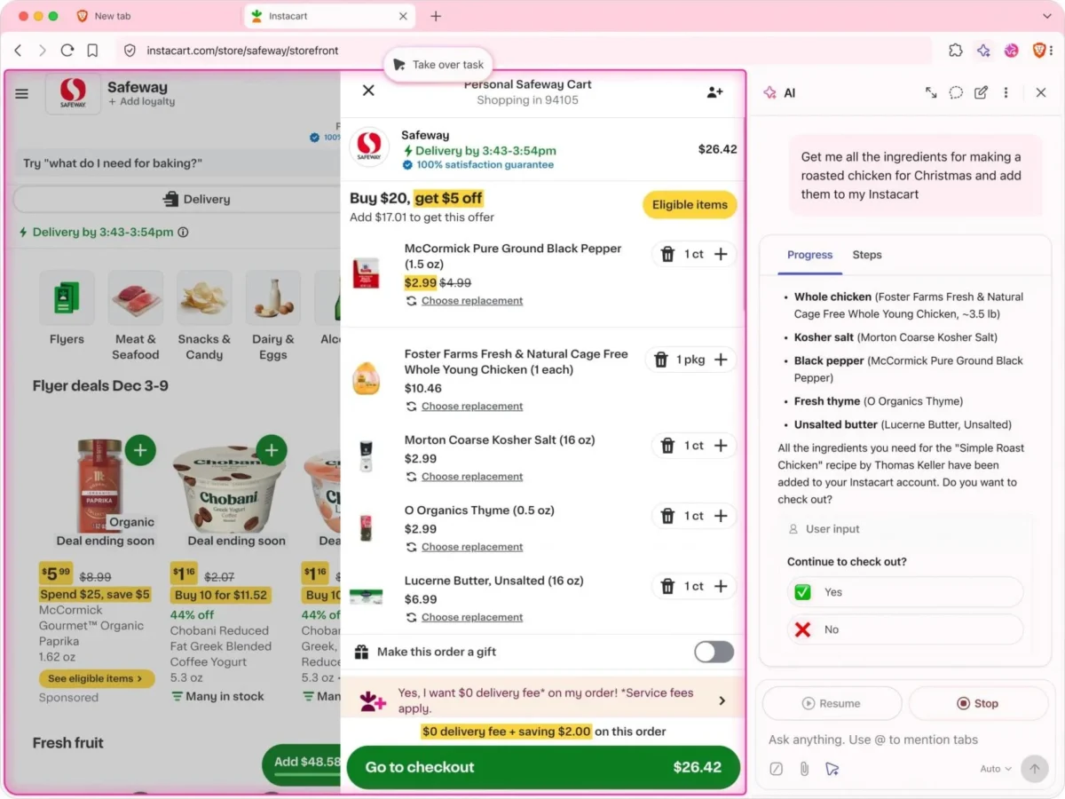 حالت مرور وب عاملمحور برای پژوهش و مقایسه محصولات در مرورگر Brave عرضه شد