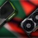 نمای کنار هم از کارت گرافیک‌های پرچم‌دار سری GeForce RTX و Radeon با پس‌زمینه رنگی انتزاعی.
