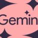 لوگوی تایپوگرافی جمنای (Gemini) با پسزمینه گرافیکی صورتی.