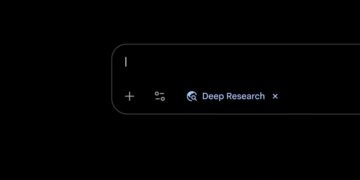 نوار ابزار قابلیت «Deep Research» در رابط کاربری هوش مصنوعی جمنای.