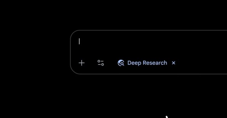 نوار ابزار قابلیت «Deep Research» در رابط کاربری هوش مصنوعی جمنای.