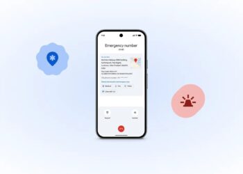 رابط کاربری سرویس مکان‌یابی اضطراری گوگل روی گوشی، در حال نمایش جزئیات موقعیت مکانی در اوتار پرادش هند.