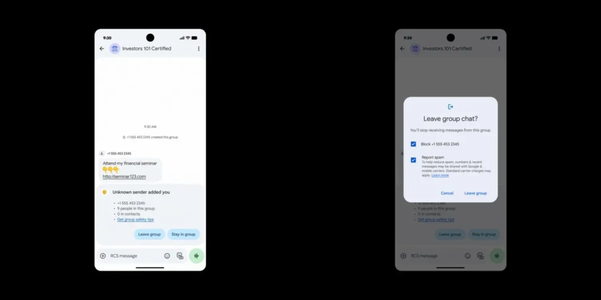 نمایش تماس فوری و هشدار گروه گوگل