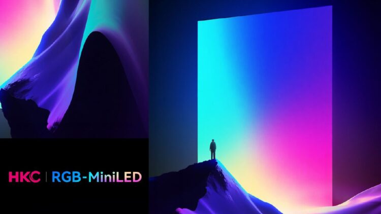 تصویر هنری و تبلیغاتی برای معرفی اولین مانیتور RGB Mini-LED شرکت HKC با نمایش طیف رنگی گسترده.