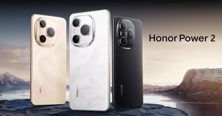 رندر معرفی گوشی Honor Power 2 با نمایش سه رنگ بدنه شامل مشکی، سفید و طلایی، ماژول دوربین مربعی با چینش سه گانه و تاکید بر طراحی نسل جدید و جایگاه سری Power