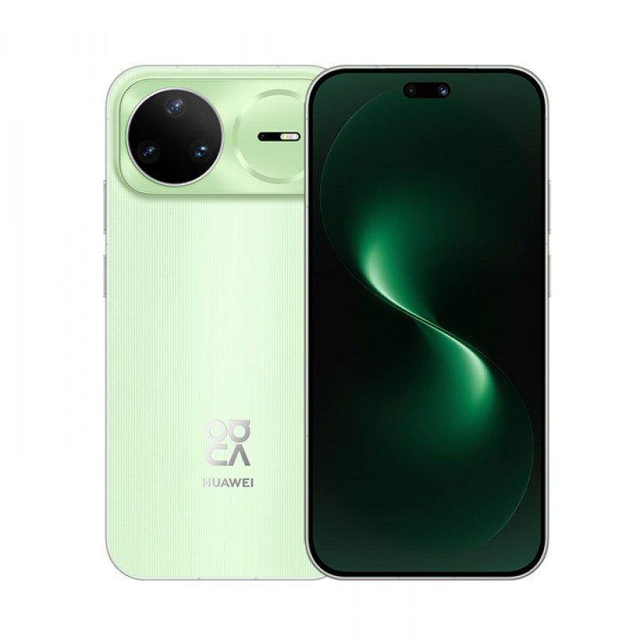 نمای جلو و پشت گوشی Huawei Nova 15 با رنگ سبز روشن و ماژول دوربین دایره‌ای.