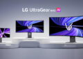 نمای خانواده مانیتورهای LG UltraGear evo AI در اندازه‌های مختلف با طراحی مدرن، نمایشگر عریض و لوگوی UltraGear، تمرکز بر فناوری هوش مصنوعی، گیمینگ پیشرفته و محصولات نسل جدید ال‌جی