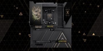 نمای کامل مادربرد مشکی و طلایی مدل MSI MEG X870E GODLIKE X.