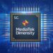 نمای گرافیکی از پردازنده ۵ جی MediaTek Dimensity با حاشیه درخشان.