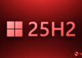 لوگوی ویندوز در کنار متن "25H2" در پس‌زمینه قرمز (مرتبط با خبر آپدیت ویندوز).