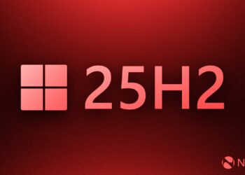 لوگوی ویندوز در کنار متن "25H2" در پسزمینه قرمز (مرتبط با خبر آپدیت ویندوز).