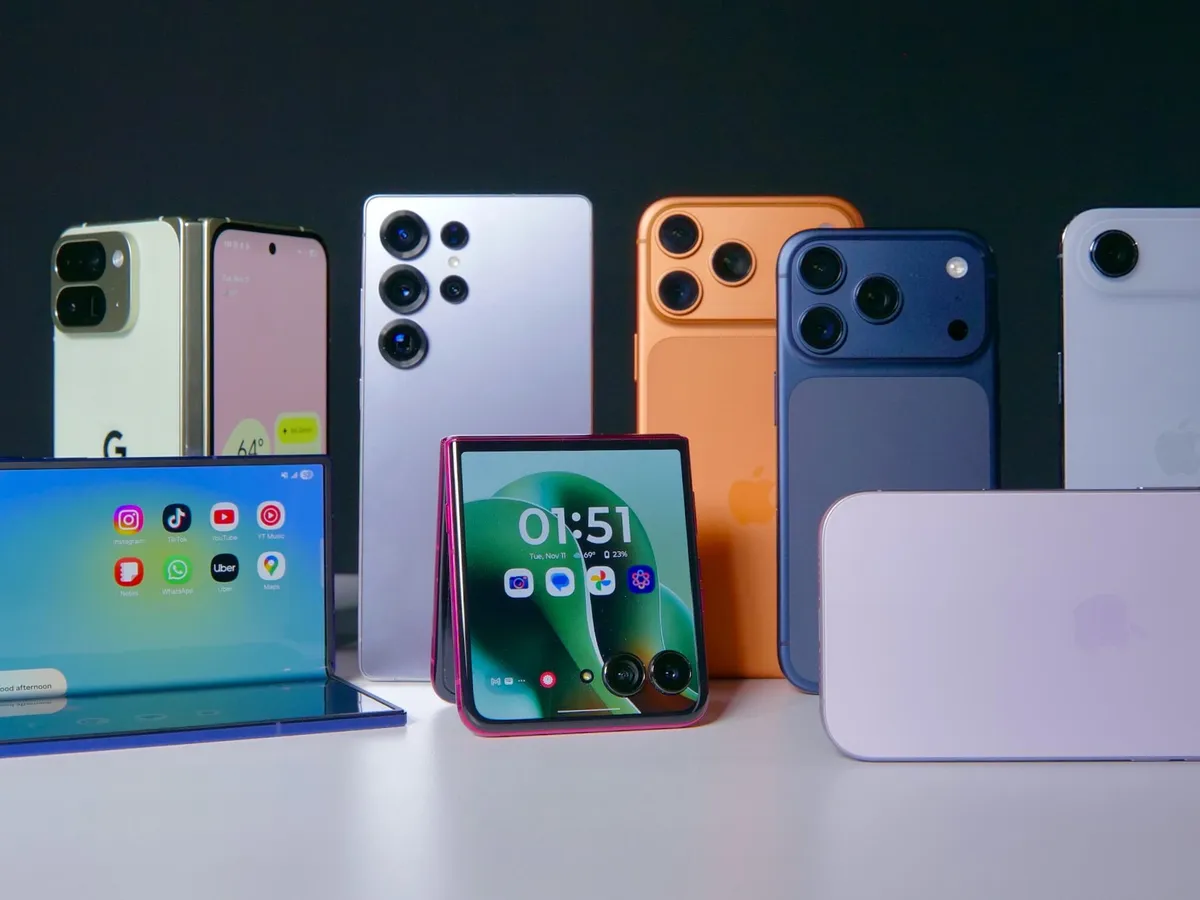 مجموعهای از گوشیهای هوشمند پرچمدار جدید شامل مدلهای تاشو و ساده از برندهای مختلف.