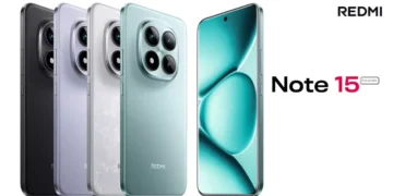 بنر معرفی خانواده گوشی‌های "Redmi Note 15 Pro Series" در چهار رنگ متنوع (مشکی، بنفش، سفید و سبز).