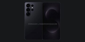 رندر سیاه و سفید با کیفیت بالا از قسمت پشت و جلوی گوشی هوشمند سامسونگ با آرایه دوربین سه‌گانه.