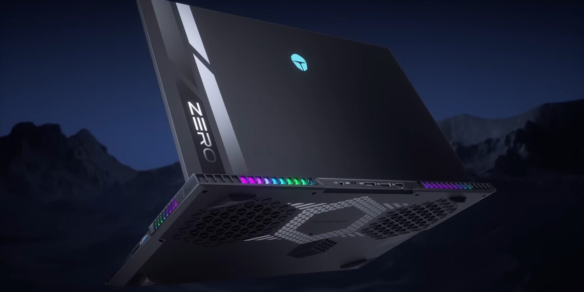پشت لپتاپ گیمینگ Thunderobot با نشان "ZERO" و نورپردازی RGB در دریچههای هوا.