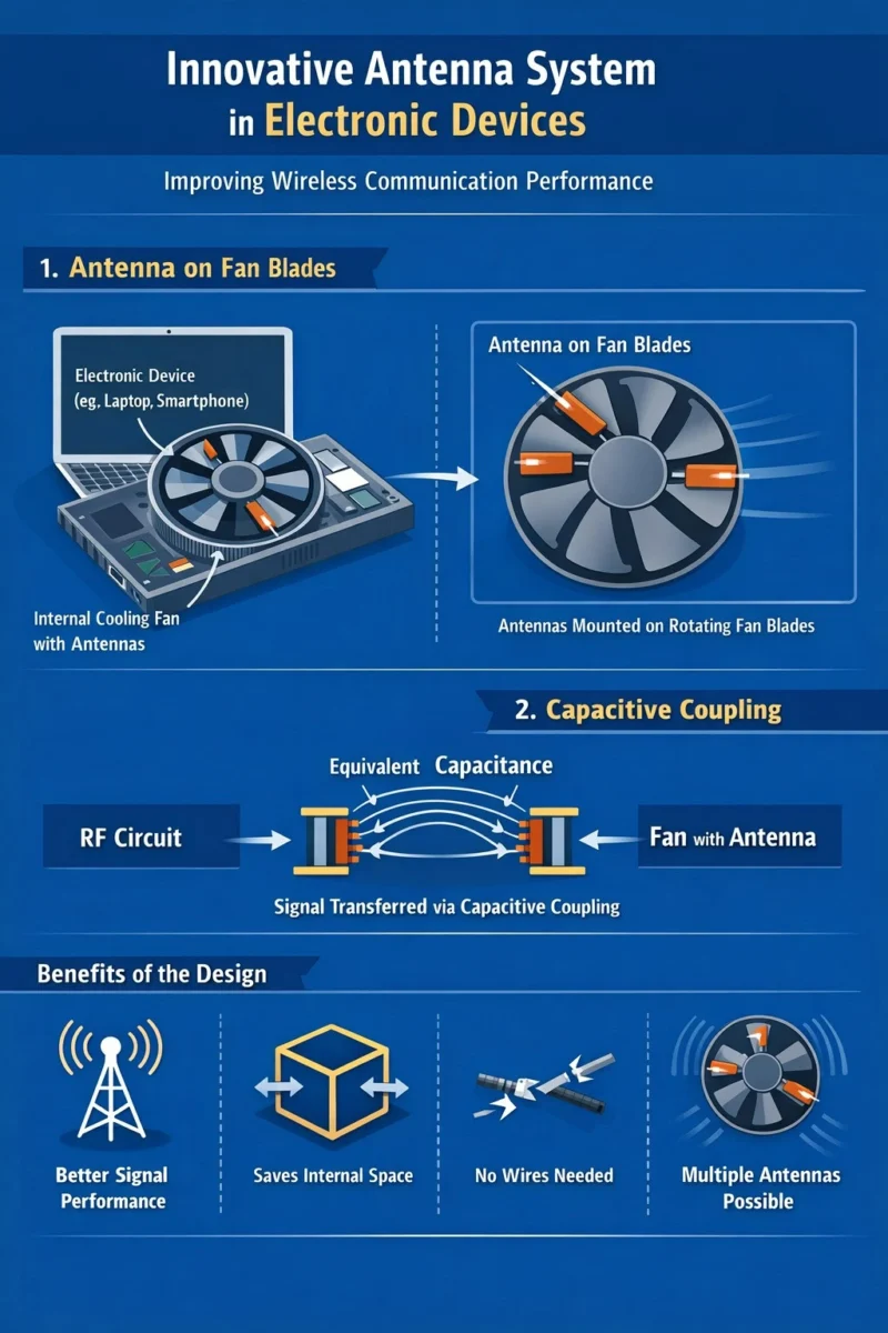 طرح خطی که نحوه ارتباط گوشی هوشمند مجهز به آنتن داخلی با دکل‌های مخابراتی و پهپادها را نشان می‌دهد.