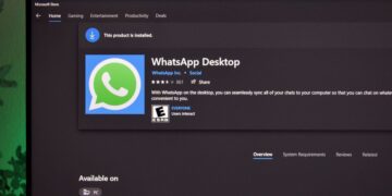 صفحه دانلود اپلیکیشن WhatsApp Desktop در محیط فروشگاه مایکروسافت (Microsoft Store).