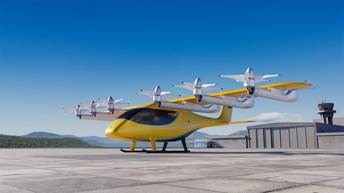 تاکسی هوایی خودران Generation 6 شرکت Wisk Aero روی سکوی فرود