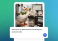 نمای رابط کاربری Duck.ai در DuckDuckGo با ابزار تولید تصویر هوش مصنوعی، نمایش پیش‌نمایش لوگوی DuckDuckGo به‌صورت رندر فتورئال با نماد اردک و پاپیون سبز، تمرکز بر قابلیت‌های Image Generation و حفظ حریم خصوصی