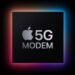 مودم 5G اپل: لوگوی گرافیکی مربعی شکل با عنوان "Apple 5G MODEM" و حاشیه نوری رنگارنگ.