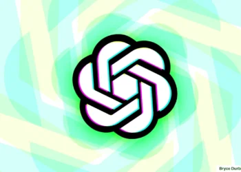 لوگوی رسمی OpenAI با طراحی مارپیچی در طیف رنگی سبز و فیروزهای روی پسزمینه انتزاعی، نماد توسعه مدلهای پیشرفته هوش مصنوعی و فناوریهای مولد